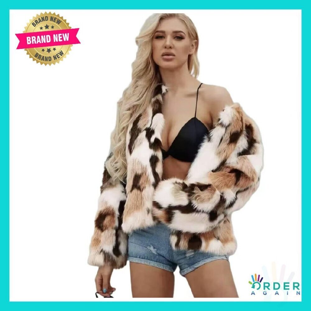 Faux Fur Coat Jacket Women's Chic Elegant Oversized Winter Outerwear Cozy